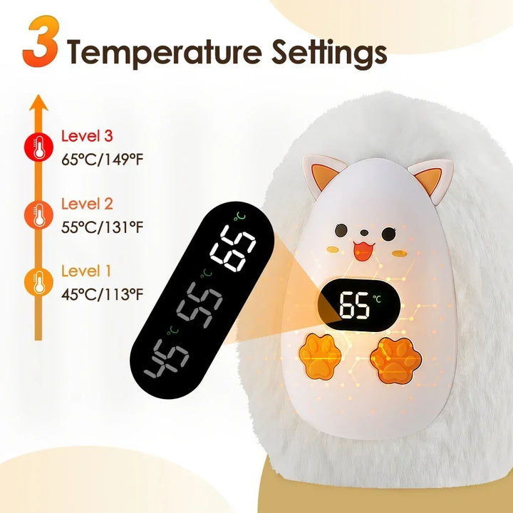 Warmfell™ Rechargeable Fox Hand Warmer with Digital Display