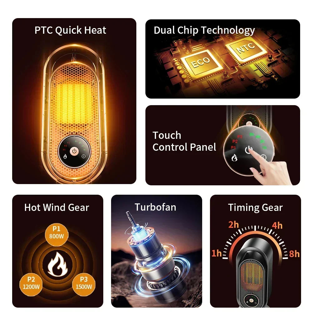 Warmfell™ Slim 1000W Personal Heater for Office and Home