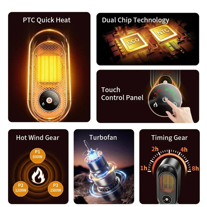 Warmfell™ Slim 1000W Personal Heater for Office and Home