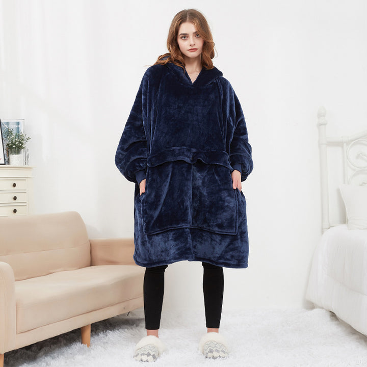 USB Heated Hoodie Blanket – Oversized Flannel and Sherpa