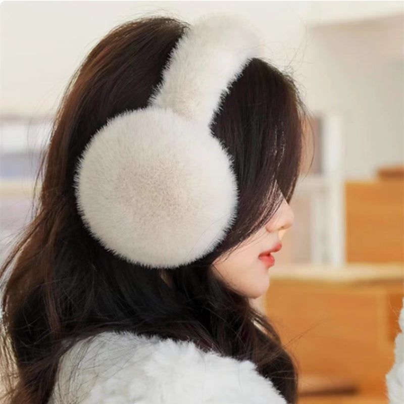 White fluffy faux fur earmuffs