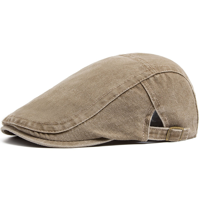 Warmfell Washed Denim Flat Cap with Buckle Back