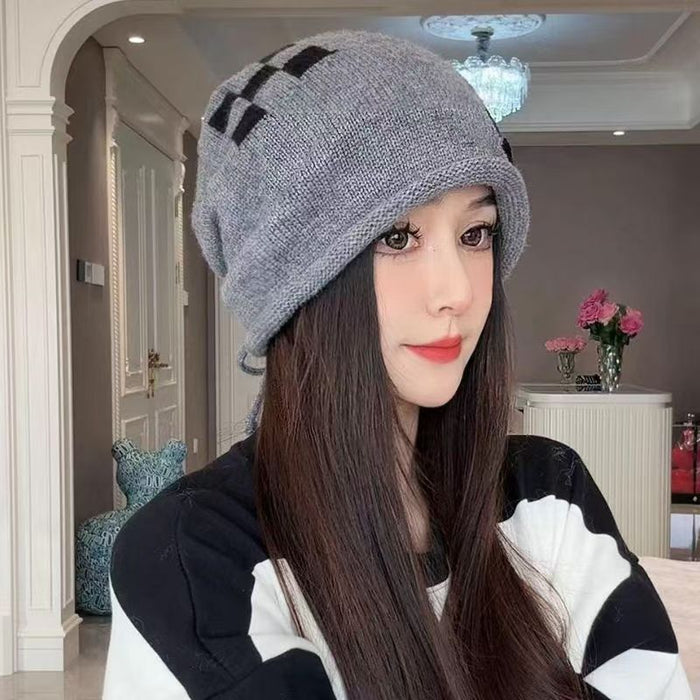 Warmfell Knitted Beret Hat with Folded Brim and Ring