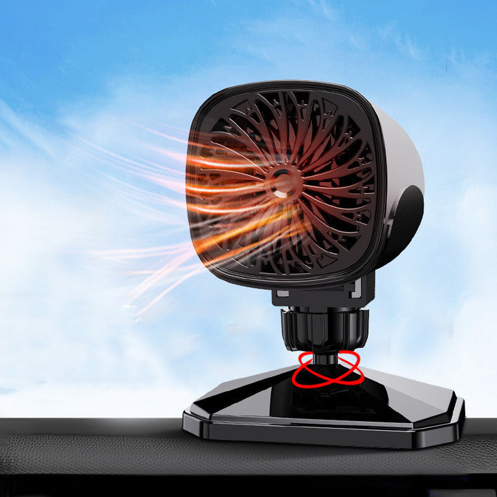 Small black car heater on dashboard