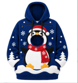 Warmfell Christmas Fleece Hoodie with Pet Pocket