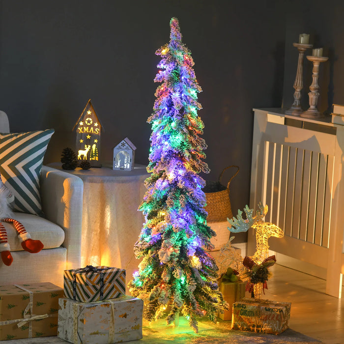 Warmfell Flocked Pencil Christmas Tree with 100 LEDs, 4ft