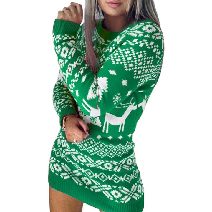Womens Ugly Christmas Jumper Elk Snowflake Jacquard Knit