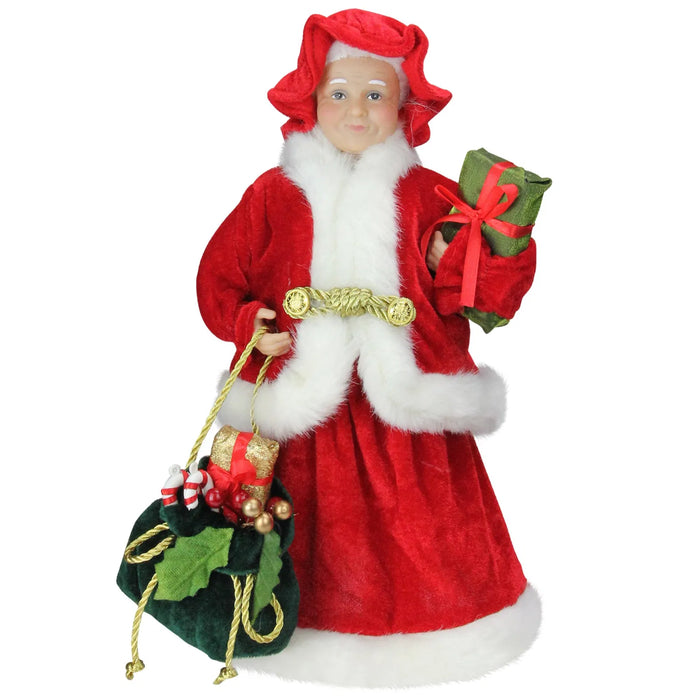Warmfell Mrs Claus Christmas Figure with Gifts, 30 cm