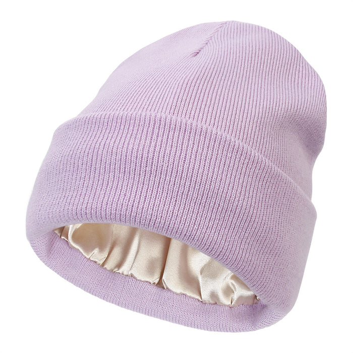 Warmfell Satin Lined Cuffed Beanie for Smooth Hair