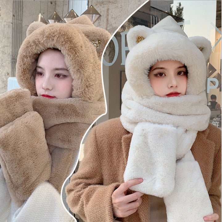 USB heated hooded scarf with ears