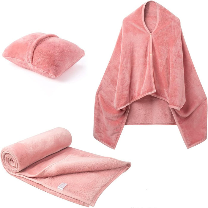 Warmfell 3-in-1 Fleece Blanket Shawl that Folds into a Cushion