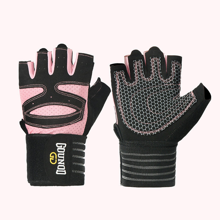 Warmfell Half-Finger Gym Gloves with Long Wrist Wrap