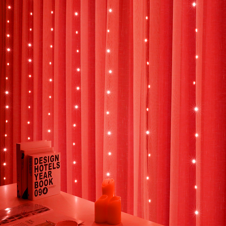 USB curtain fairy lights with remote and 8 modes, up to 6 x 2 m