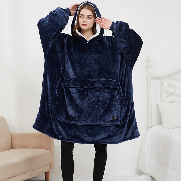 Warmfell Heated oversized hoodie blanket in sherpa with USB heating