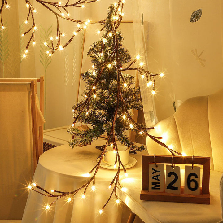 Warm white LED branch light on wall