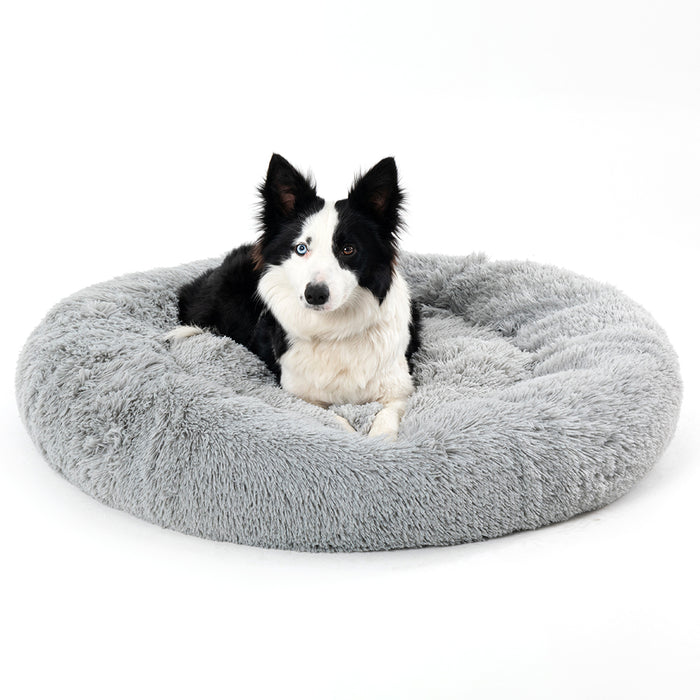 Warmfell Fluffy round donut bed with raised rim