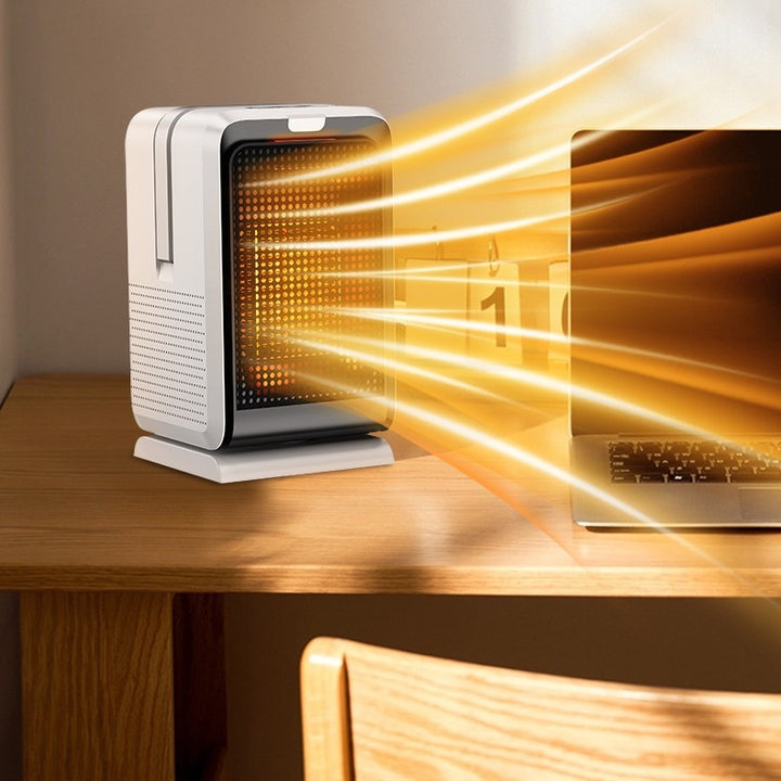 White oscillating ceramic fan heater with remote