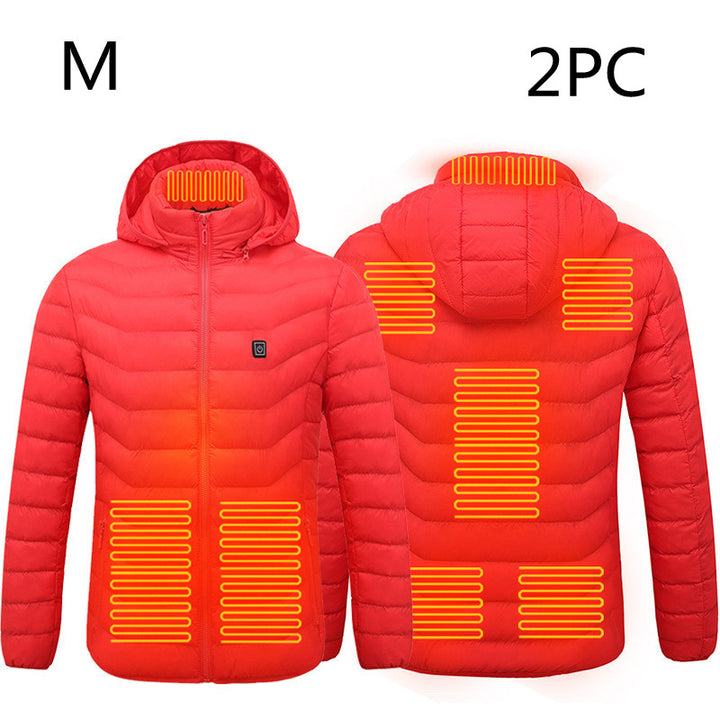 USB Heated Jacket With Hood And 8 Heating Zones, Two-Piece Pack