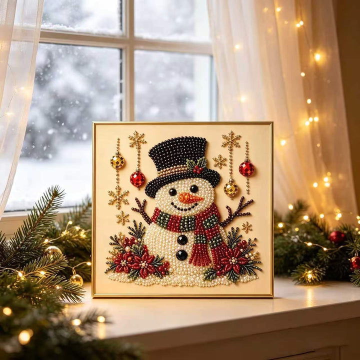 Christmas diamond painting on wooden frame