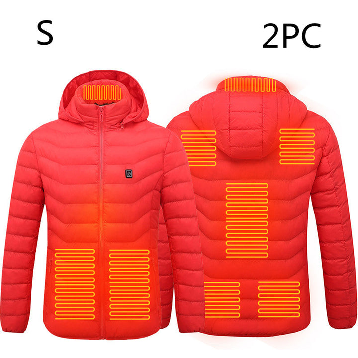 USB Heated Jacket With Hood And 8 Heating Zones, Two-Piece Pack