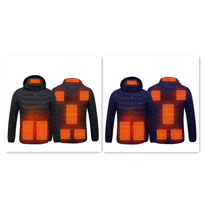 Warmfell Men's lightweight heated jacket with hood and 8 heat zones