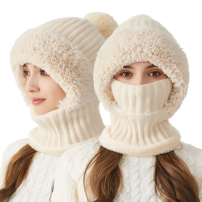 Warmfell Knitted Hood Hat, Scarf and Face Cover in One
