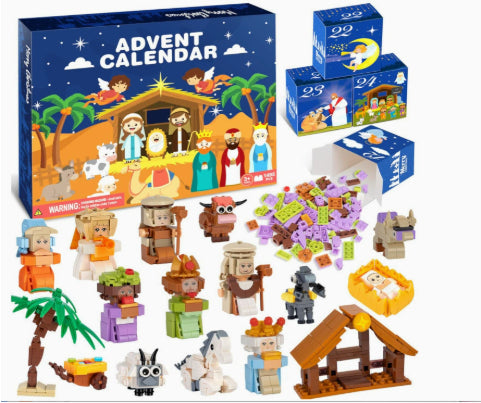 Advent calendar box with brick Christmas train