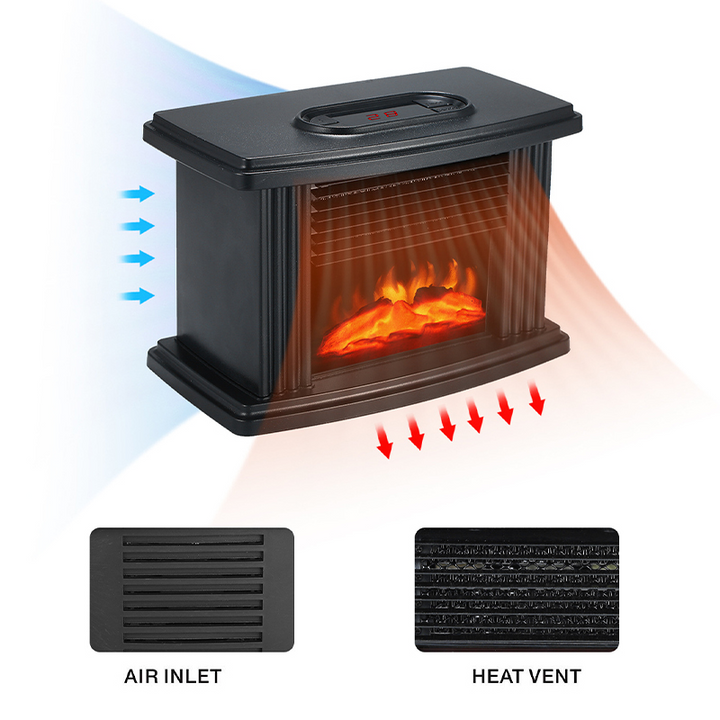 European Style Electric Fireplace Heater With LED Flame And Remote