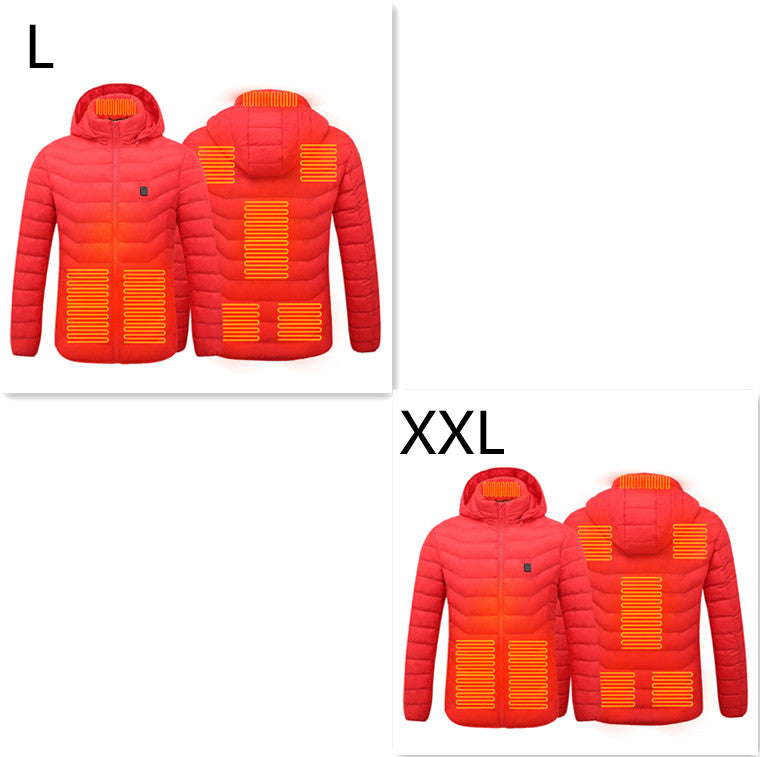 USB Heated Jacket With Hood And 8 Heating Zones, Two-Piece Pack