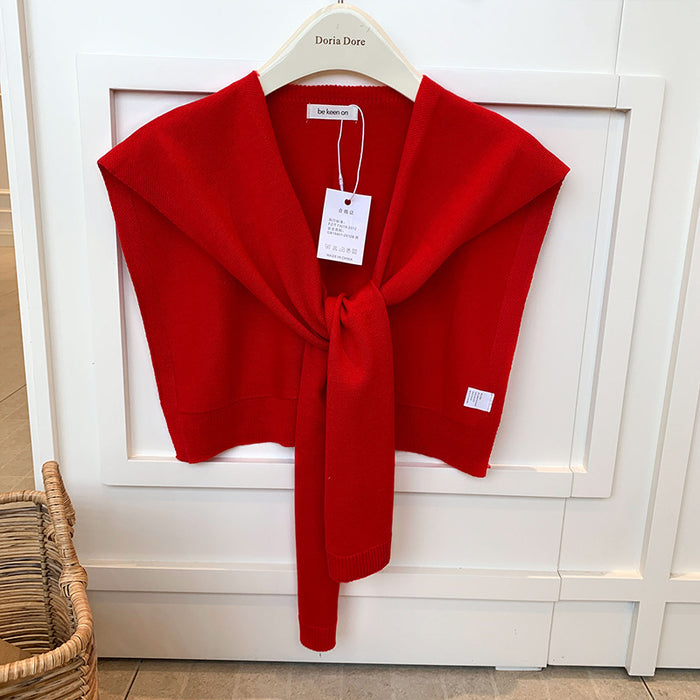 Warmfell Knitted Shoulder Wrap with Tie Front
