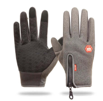 Fleece-lined touchscreen winter gloves with zip cuff