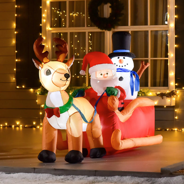 Warmfell Inflatable Santa, Reindeer and Snowman on a Sleigh