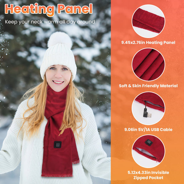 Heated Neck Wrap Scarf – USB Powered with 3 Heat Settings