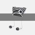 Striped cat ear beanie with pompom ties