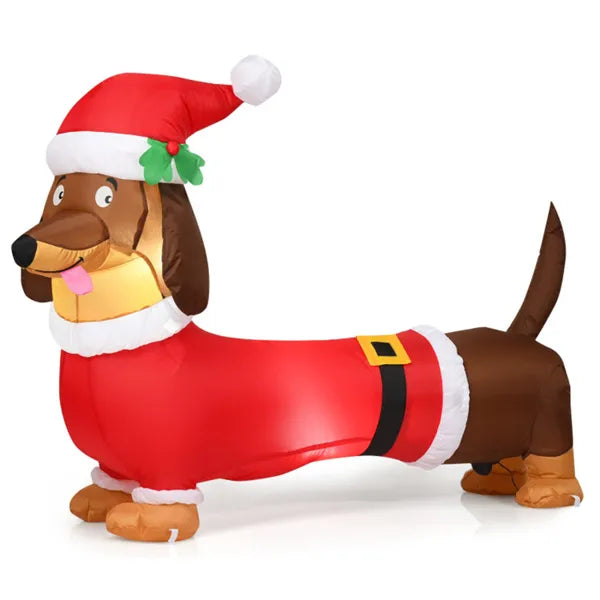 Warmfell 5ft Inflatable Dachshund in a Santa Outfit