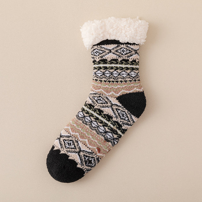 Warmfell Nordic Pattern Lounge Socks with Grip Sole
