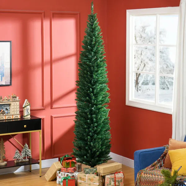 Warmfell Tall Slim Pencil Christmas Tree, 8ft Unlit