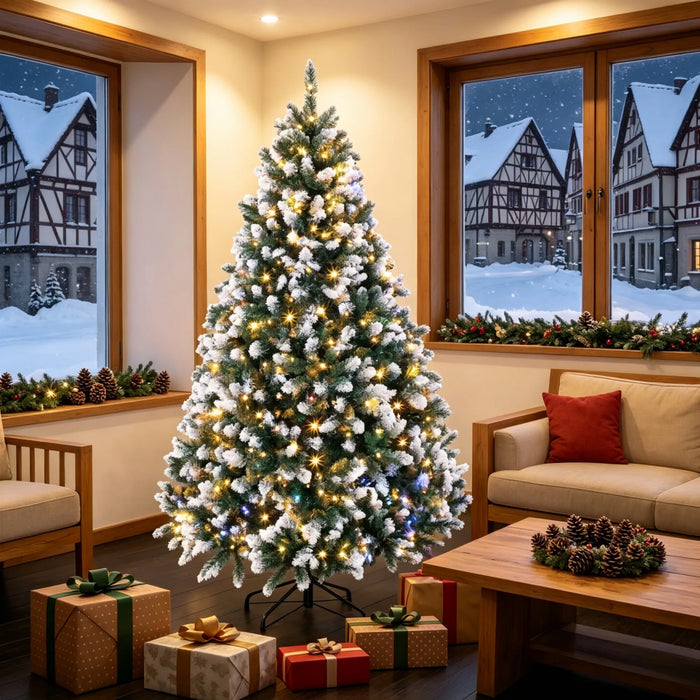 Warmfell Snow-Tipped Christmas Tree with 350 LEDs and Remote, 6ft