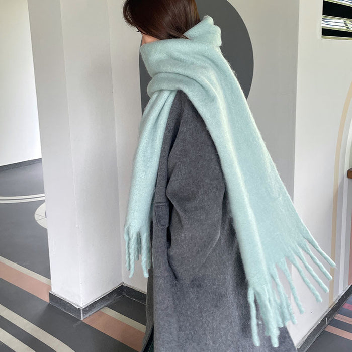 Warmfell Oversized Fluffy Scarf with Long Tassels
