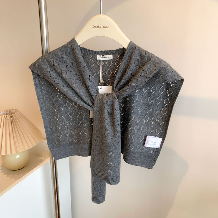 Warmfell Knitted Shoulder Wrap with Tie Front