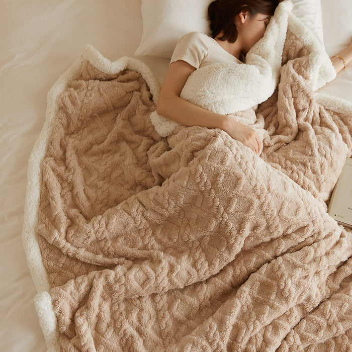 Warmfell Tufted Faux Rabbit Fur Throw with Fluffy Fleece Back