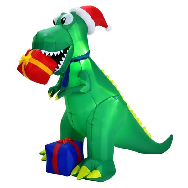 Warmfell 6ft Inflatable T-Rex in a Santa Hat with Gifts