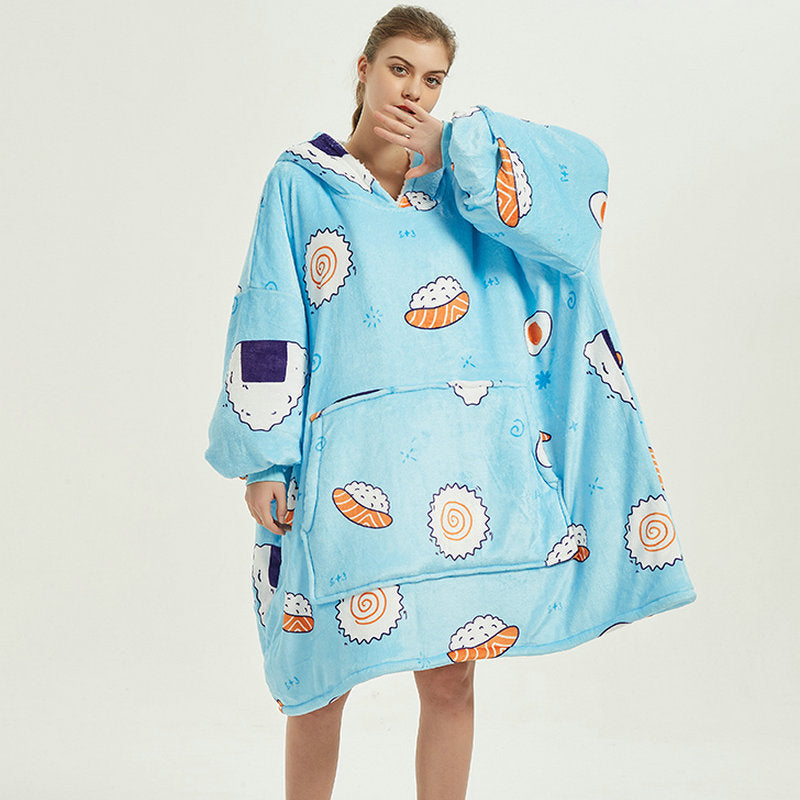 Wearable Blanket Hoodie – Soft Flannel with Fun Prints