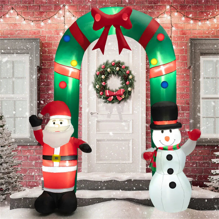 Warmfell Inflatable Christmas Arch with Santa and Snowman, 244cm