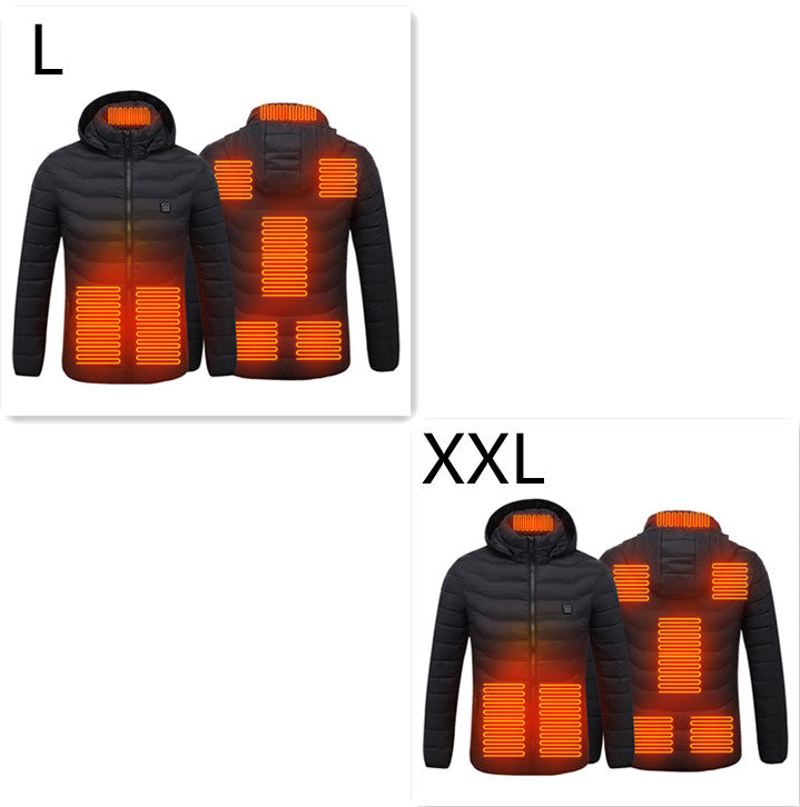 USB Heated Jacket With Hood And 8 Heating Zones, Two-Piece Pack