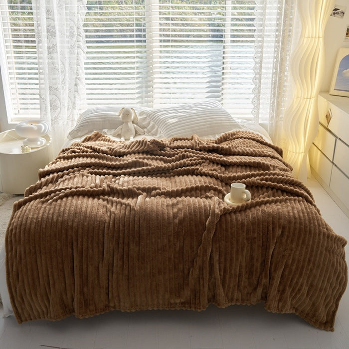 Warmfell Ribbed Faux Rabbit Fur Blanket, Anti-Static