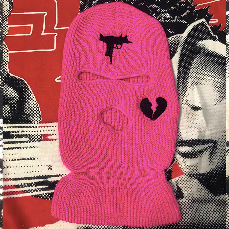 Embroidered Acrylic Three-Hole Ski Mask In 16 Colours