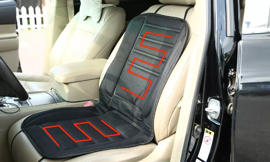 Warmfell™ 12V Heated Seat Cushion with Back Support and Memory Foam
