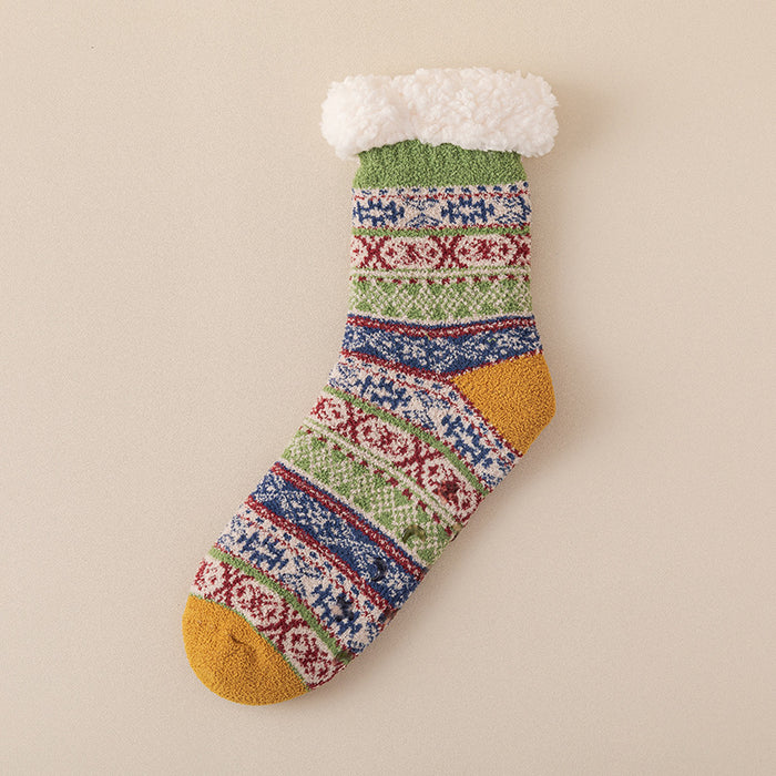 Warmfell Nordic Pattern Lounge Socks with Grip Sole