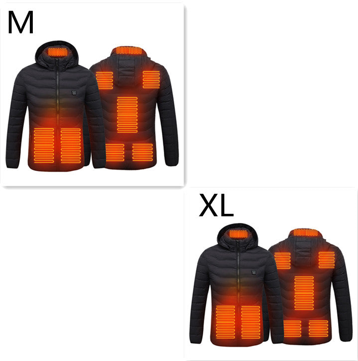USB Heated Jacket With Hood And 8 Heating Zones, Two-Piece Pack